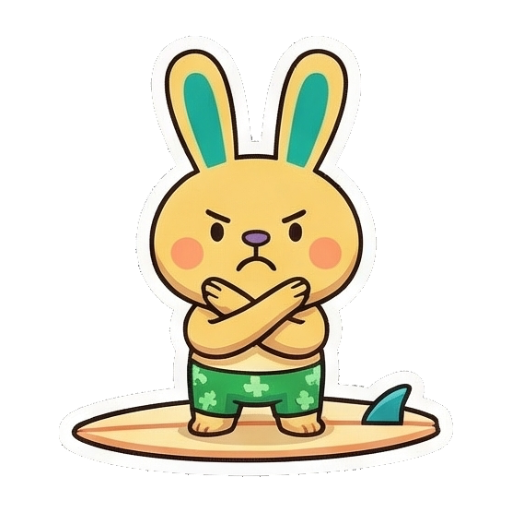 兔兔抱臂生气不开心 Summer Bunny Adventures sticker for expressive chats and social replies.