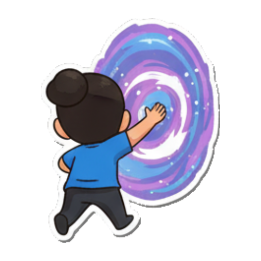 Looking into a swirling magical portal. Chibi Girl Daily Emotions sticker for expressive chats and social replies.