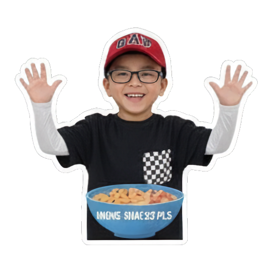 Boy looking down at board game, questioning 'REMTACH?'. Game Night Kid sticker for expressive chats and social replies.