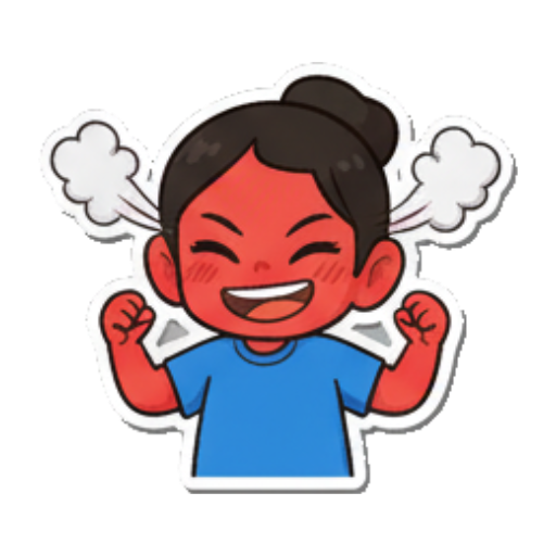 Furious and angry, face red with steam. Chibi Girl Daily Emotions sticker for expressive chats and social replies.