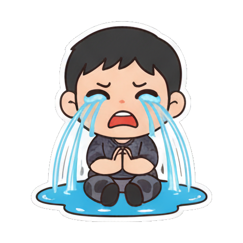 伤心男孩嚎啕大哭 Chibi Boy Expressive Stickers sticker for expressive chats and social replies.