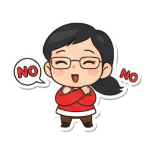 Girl saying "No" with crossed arms. Chibi Santa Girl Stickers sticker for expressive chats and social replies.