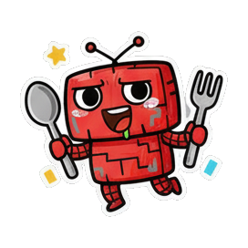 机器人拿餐具吃 Red Robot Expressive Stickers sticker for expressive chats and social replies.