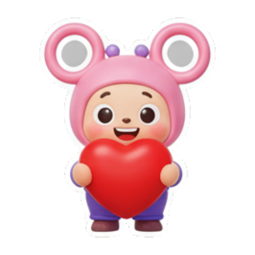 手捧红色爱心. Cute Pink Mouse Daily sticker for expressive chats and social replies.