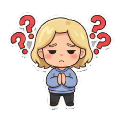 萌娃疑惑不解思考 Blonde Chibi Daily Moods sticker for expressive chats and social replies.