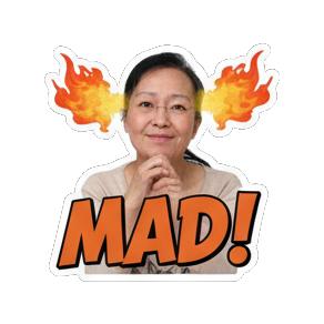 女性耳朵冒火Mad! Real Human Emotion Stickers sticker for expressive chats and social replies.