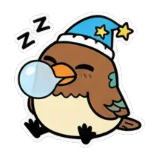 睡觉小鸟吹泡泡 Chef Bird Stickers sticker for expressive chats and social replies.