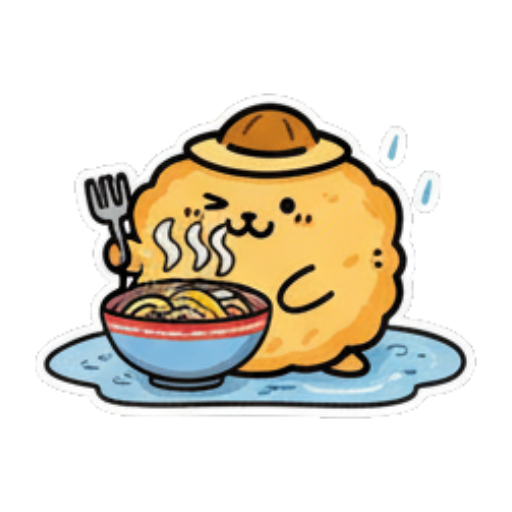 吃面条觉得美味。 Cute Fluffy Creature Daily sticker for expressive chats and social replies.