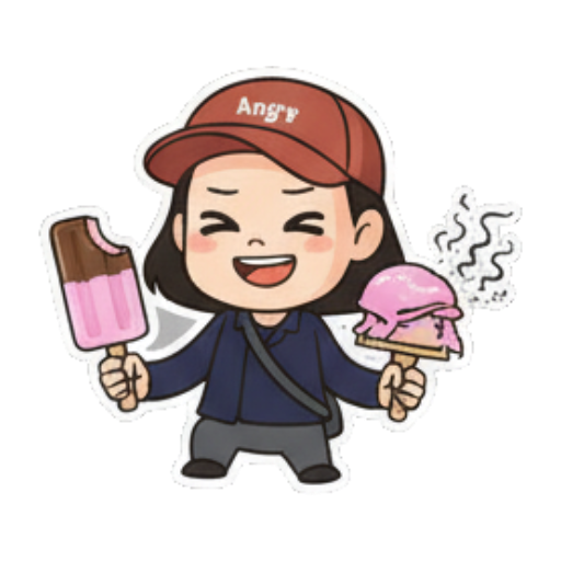 女孩生气吃冰淇淋 Chibi Ice Cream Girl sticker for expressive chats and social replies.