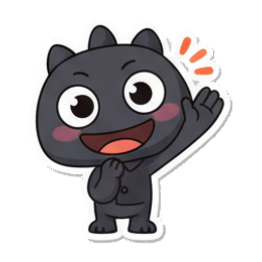 Happy dark monster waving hello excitedly. Chibi Dark Monster Daily sticker for expressive chats and social replies.