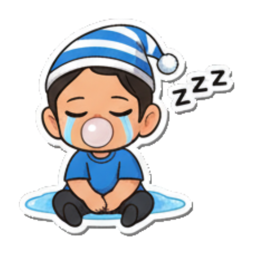 Sleeping soundly with a bubble and cap. Chibi Girl Daily Emotions sticker for expressive chats and social replies.