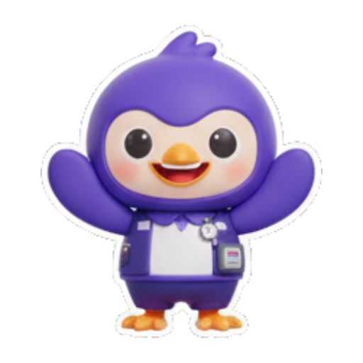 快乐企鹅挥手打招呼 Cute Purple Penguin Stickers sticker for expressive chats and social replies.