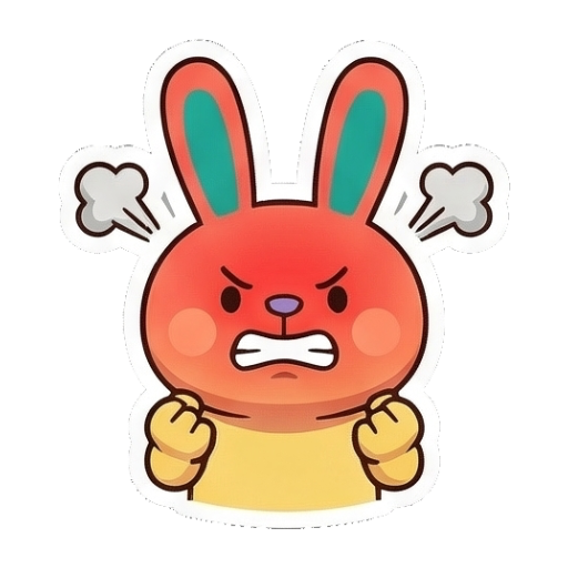 气到脸红冒烟的兔子 Chibi Ghibli Rabbit Stickers sticker for expressive chats and social replies.