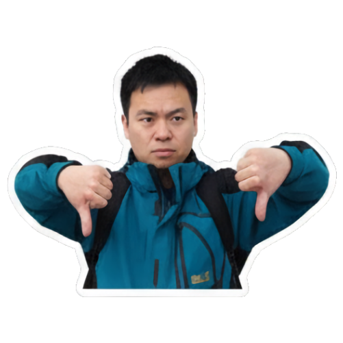 男人竖拇指向下，表示不赞同 Real Man Expressive Stickers sticker for expressive chats and social replies.