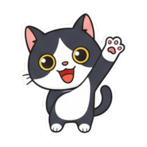 快乐挥手的小猫 Cute Tuxedo Cat Expressions sticker for expressive chats and social replies.