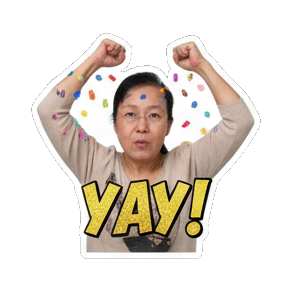 熟女举手欢呼Yay! Real Human Emotion Stickers sticker for expressive chats and social replies.