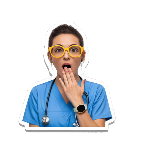 女医护人员表情丰富。 Medical Pro Emotions sticker for expressive chats and social replies.