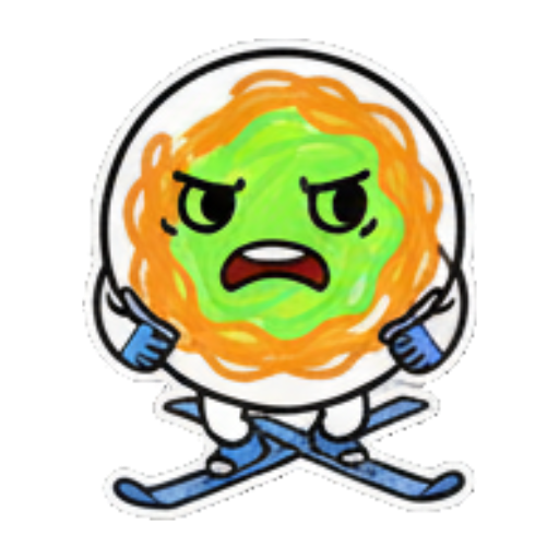 绿色萌物双手叉腰愤怒 Skiing Green Blob Stickers sticker for expressive chats and social replies.