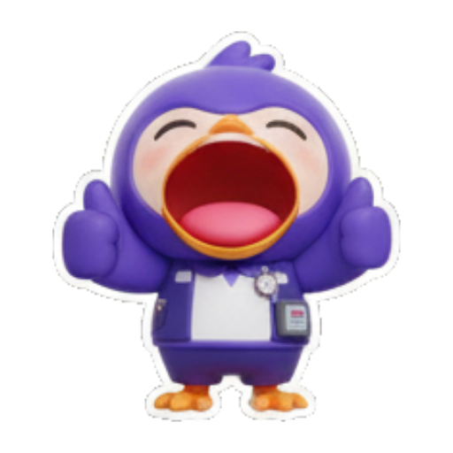 张嘴大叫的惊讶企鹅 Cute Purple Penguin Stickers sticker for expressive chats and social replies.