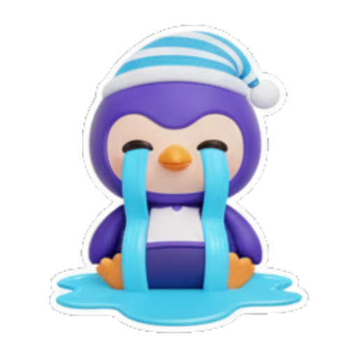 戴睡帽哭泣的企鹅 Cute Purple Penguin Stickers sticker for expressive chats and social replies.