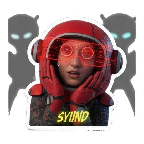宇航员女性戴墨镜放松“RECESSING...” Cyberpunk Tech Emotions sticker for expressive chats and social replies.