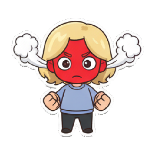 Q版女孩气到冒烟 Blonde Chibi Daily Moods sticker for expressive chats and social replies.