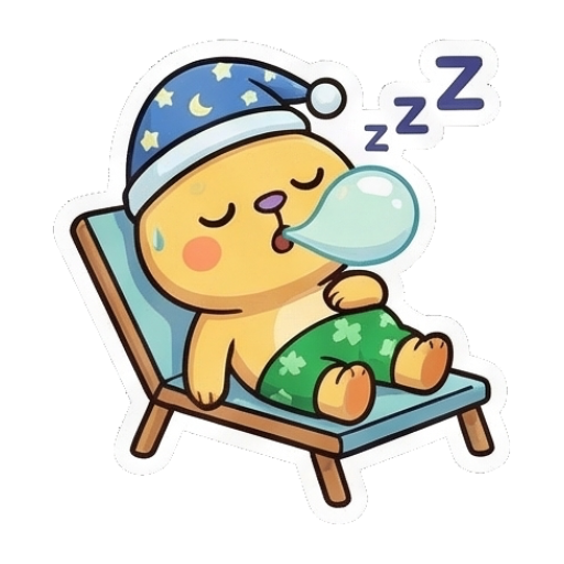 兔子戴睡帽躺椅上睡觉 Summer Bunny Adventures sticker for expressive chats and social replies.