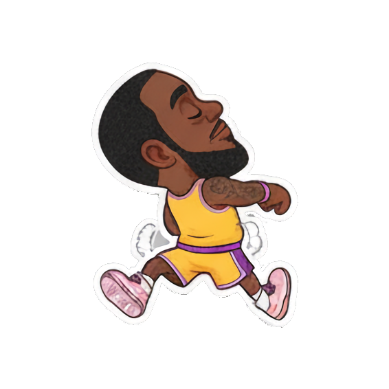Running or jogging energetically Chibi LeBron James Stickers sticker for expressive chats and social replies.