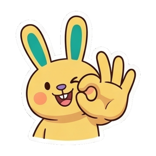 比出“OK”手势的兔子 Chibi Ghibli Rabbit Stickers sticker for expressive chats and social replies.