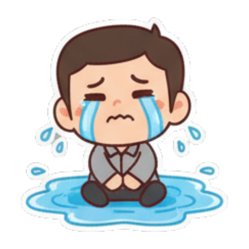 坐在水洼里伤心哭泣 Chibi Guy Daily Expressions sticker for expressive chats and social replies.
