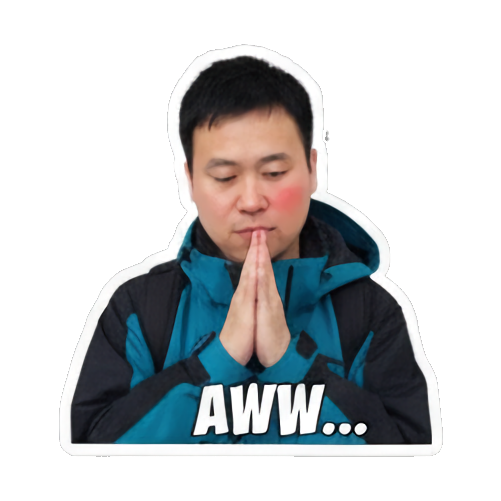 男人合掌祈祷，表示AWW Real Man Expressive Stickers sticker for expressive chats and social replies.