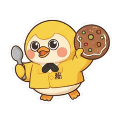 拿勺子吃饼干小黄鸭 Chibi Lucky Chick Stickers sticker for expressive chats and social replies.