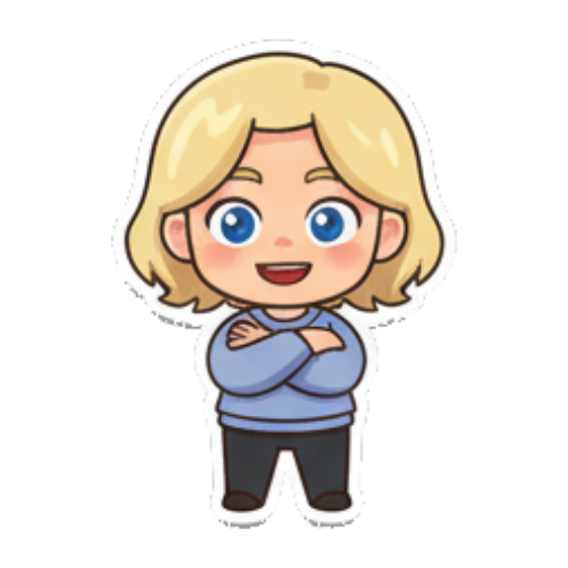 卡通女孩双手抱胸 Blonde Chibi Daily Moods sticker for expressive chats and social replies.