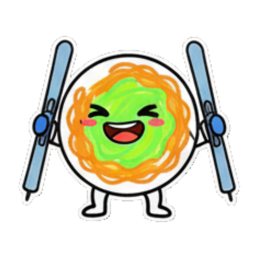 开心比耶的滑雪角色 Skiing Green Blob Stickers sticker for expressive chats and social replies.
