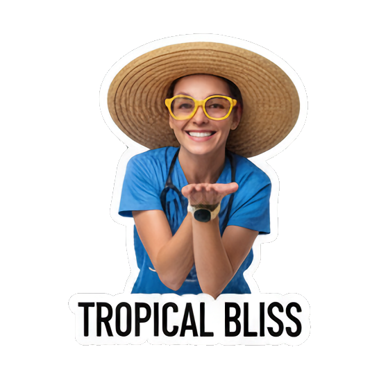 Doctor blowing kiss. Doctor's Beach Holiday sticker for expressive chats and social replies.