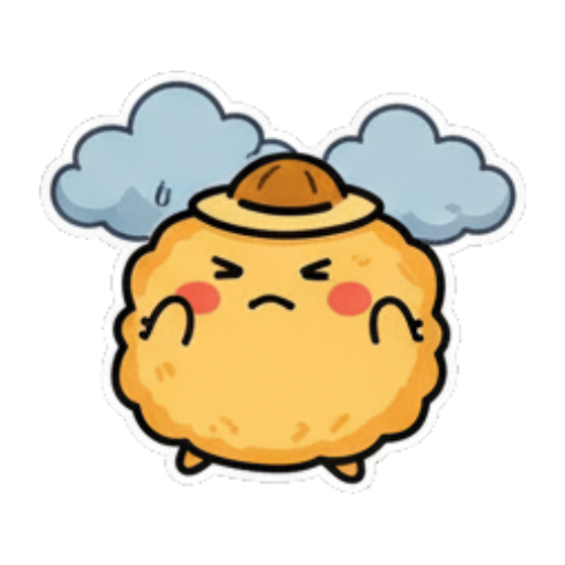 头顶乌云生气。 Cute Fluffy Creature Daily sticker for expressive chats and social replies.