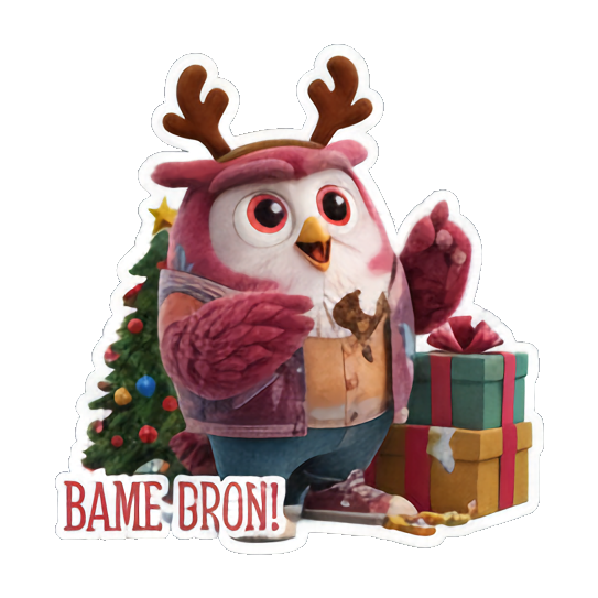 戴鹿角猫头鹰玩耍 Christmas Owl Fun sticker for expressive chats and social replies.