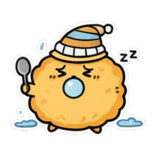 戴睡帽打瞌睡。 Cute Fluffy Creature Daily sticker for expressive chats and social replies.