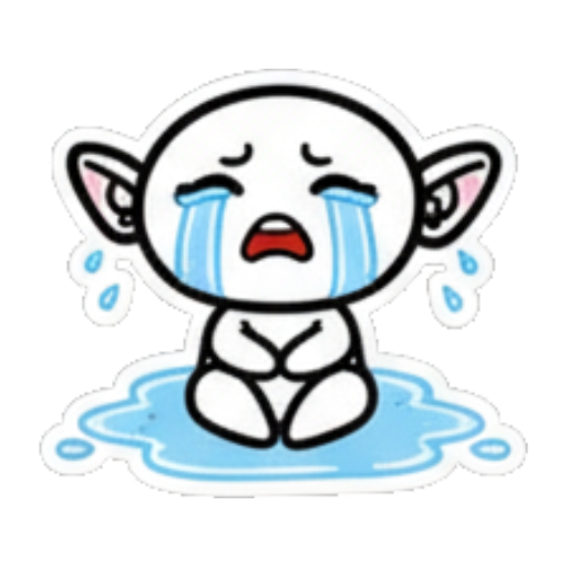 伤心大哭流眼泪 Cute Elf Goblin Stickers sticker for expressive chats and social replies.