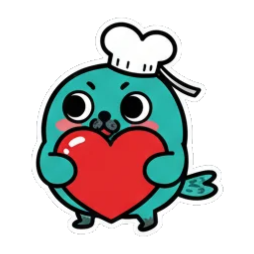 抱着爱心的海豹 Cute Chef Seal Stickers sticker for expressive chats and social replies.