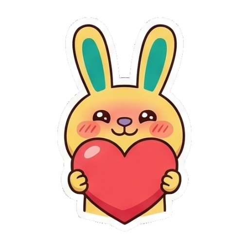 抱着爱心害羞的兔子 Chibi Ghibli Rabbit Stickers sticker for expressive chats and social replies.