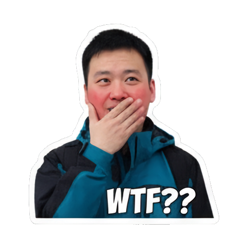 男人尴尬，捂嘴WTF Real Man Expressive Stickers sticker for expressive chats and social replies.