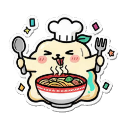 厨师团子大口吃面条 Chef Blob's Daily Fun sticker for expressive chats and social replies.