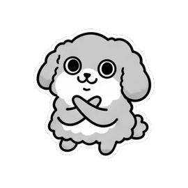 小狗抱臂思考或满足 Fluffy Doggy Daily Moods sticker for expressive chats and social replies.