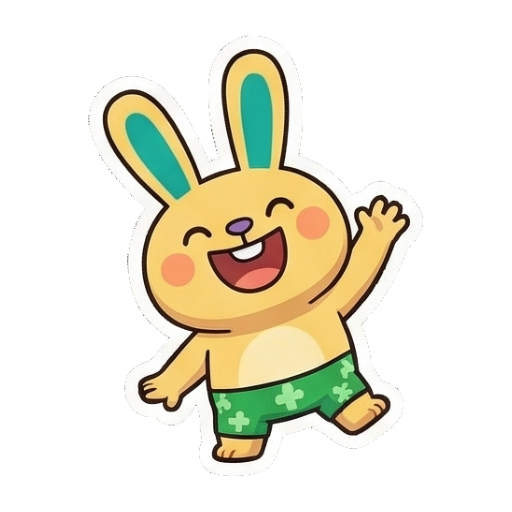 兔兔开心挥手打招呼 Summer Bunny Adventures sticker for expressive chats and social replies.