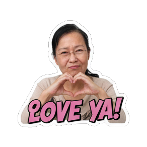阿姨双手比心Love Ya。 Real Human Emotion Stickers sticker for expressive chats and social replies.