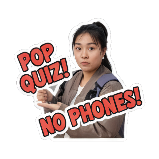 老师双臂交叉，表情严肃，宣布“CLASS DISMISSED!”。 Teacher's School Life sticker for expressive chats and social replies.