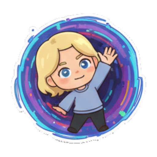 金发角色从传送门挥手 Blonde Chibi Daily Moods sticker for expressive chats and social replies.