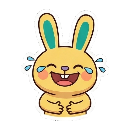 捧腹大笑流泪的兔子 Chibi Ghibli Rabbit Stickers sticker for expressive chats and social replies.