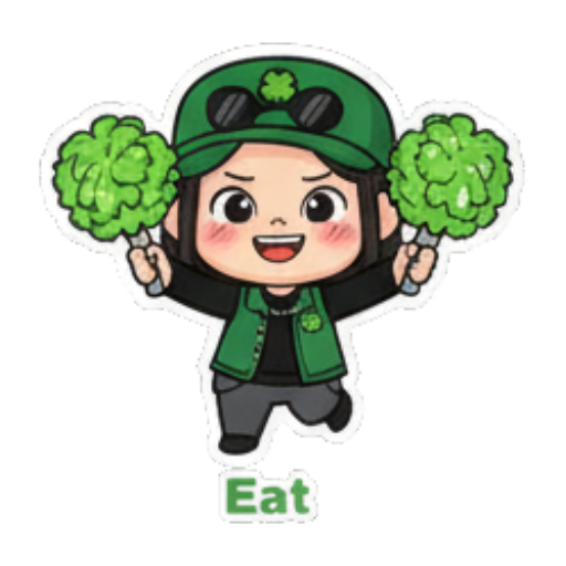 举着西兰花要吃饭 Green Clover Girl Expressive sticker for expressive chats and social replies.